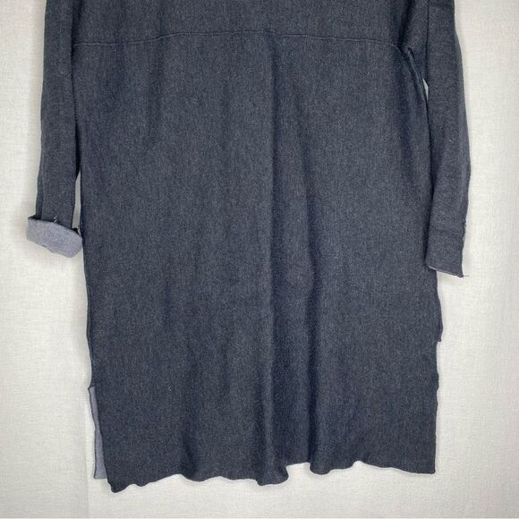 Tahari Gray Soft Color Block 3/4 Sleeves Pockets Slits Tunic Sweater Dress M - Picture 4 of 10